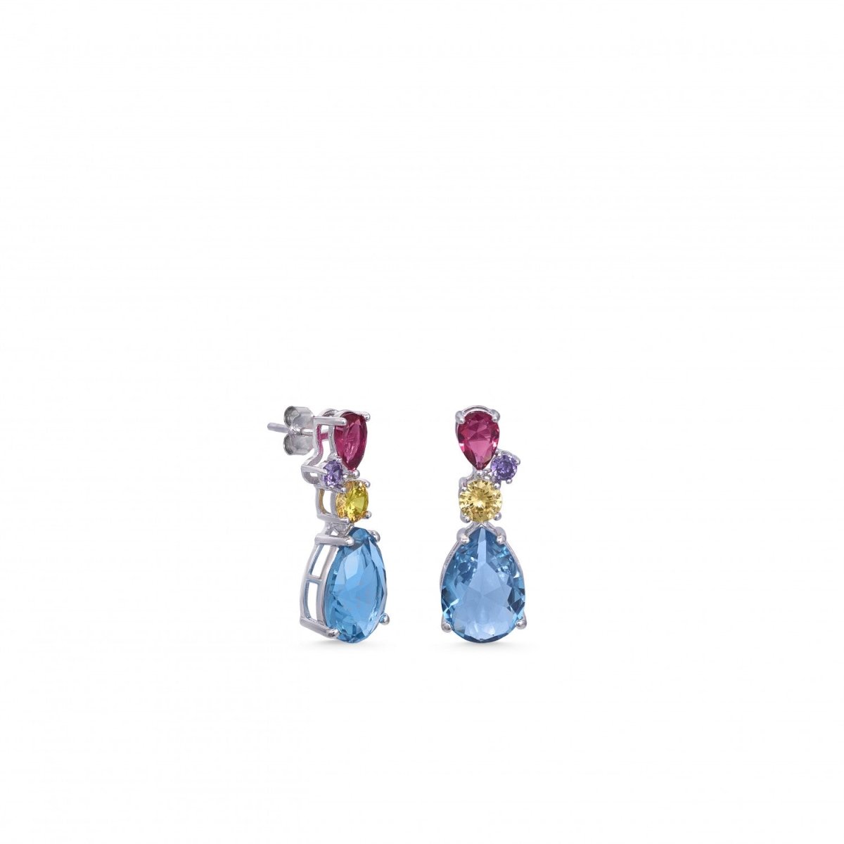 Pendiente · Pendientes de piedras de colores diseño gemas con circonitas
