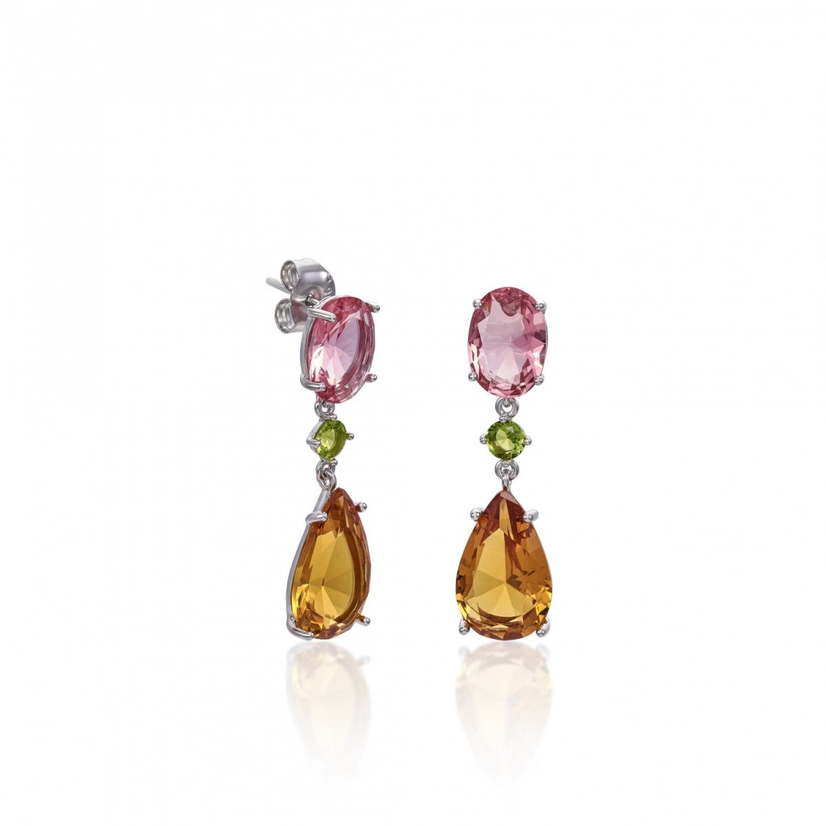 Earrings with colored stones multicolor design - LINEARGENT