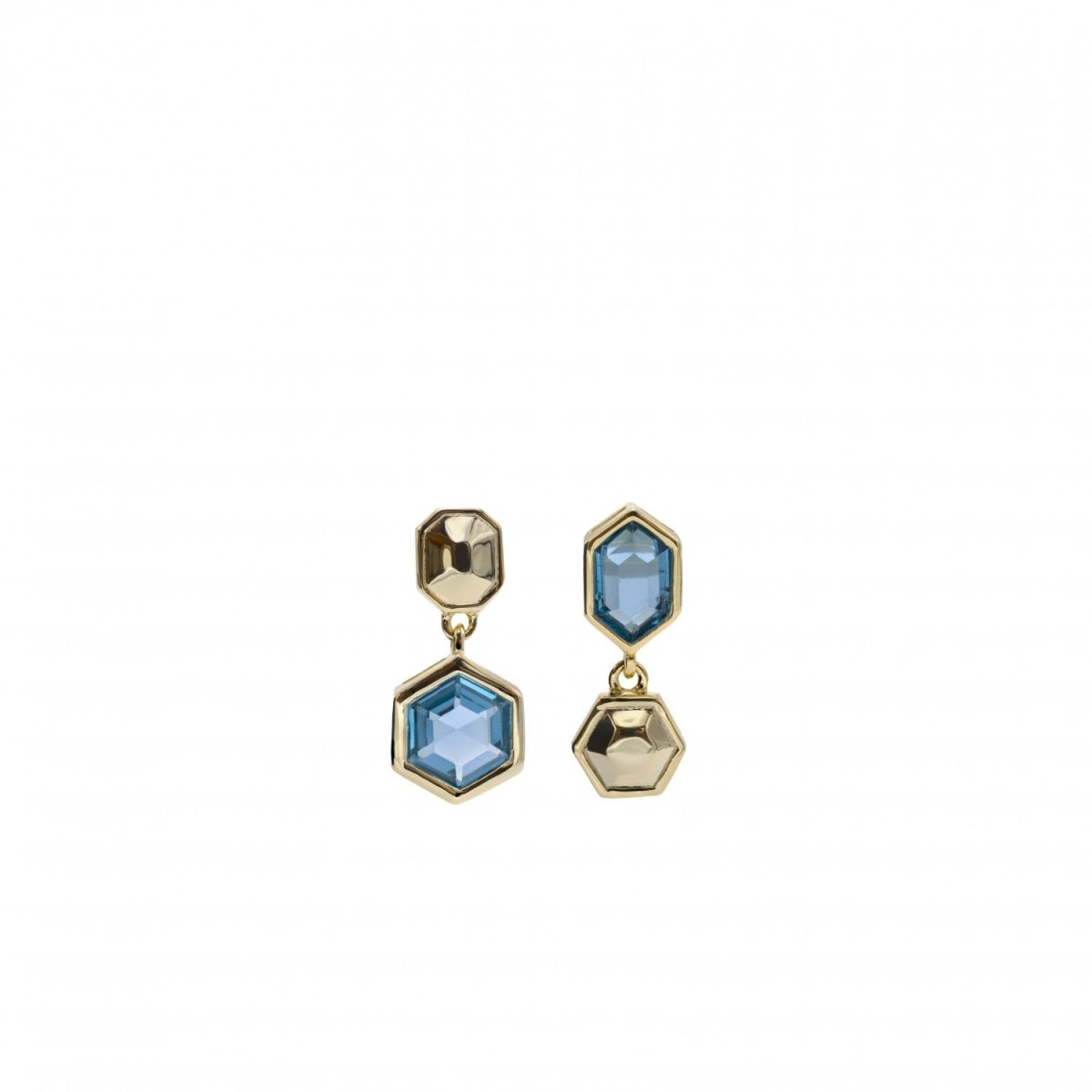 Pendiente · Pendientes con colgantes diseño hexagonal y gema azul