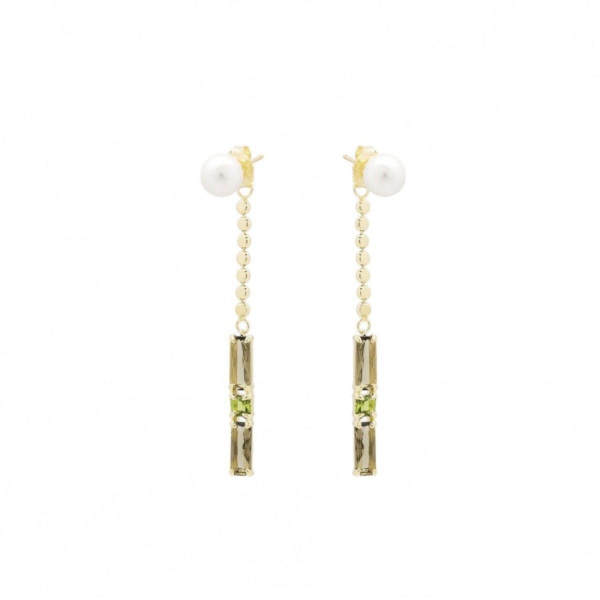 Earrings - Long earrings with pearl and pendant motif design