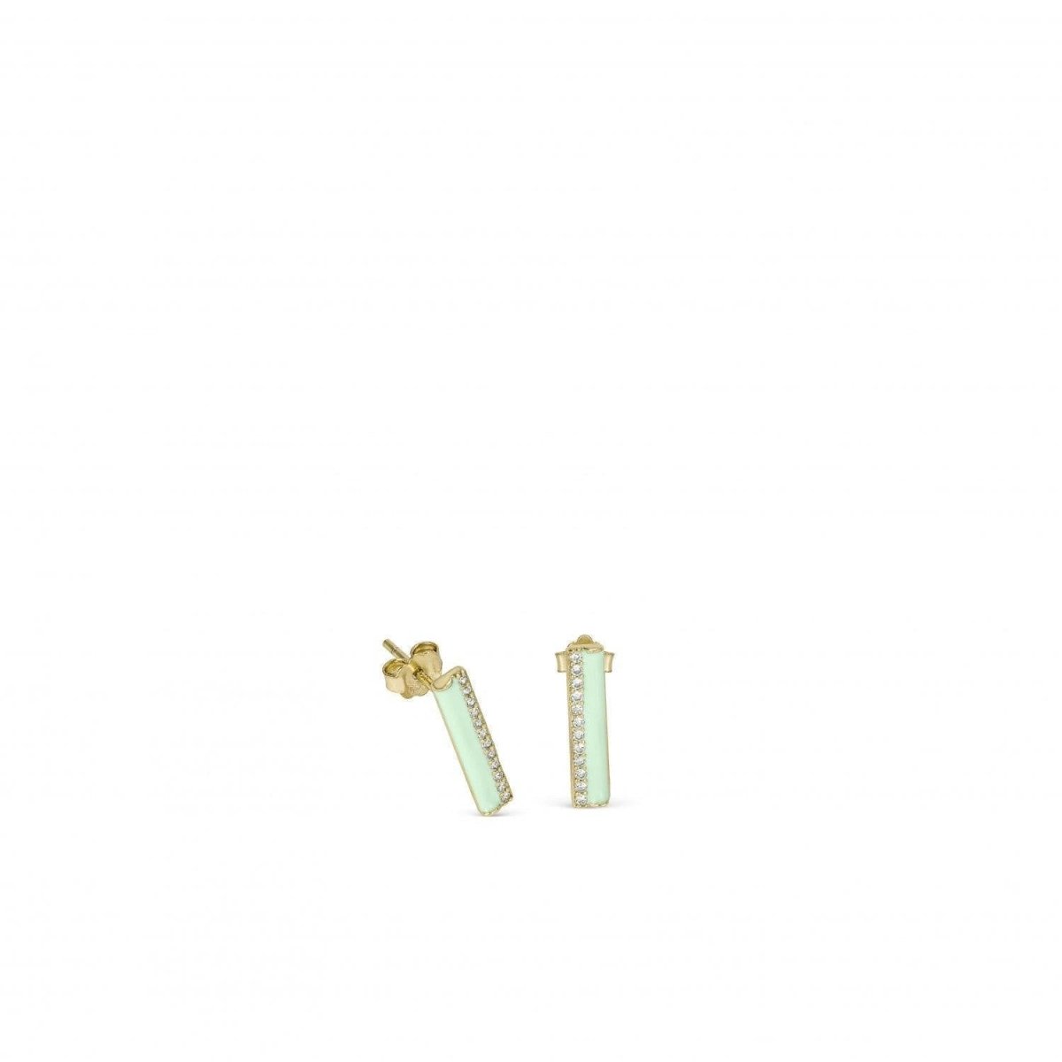 Pendiente · Pendientes pequeños diseño vertical con esmalte verde y circonitas