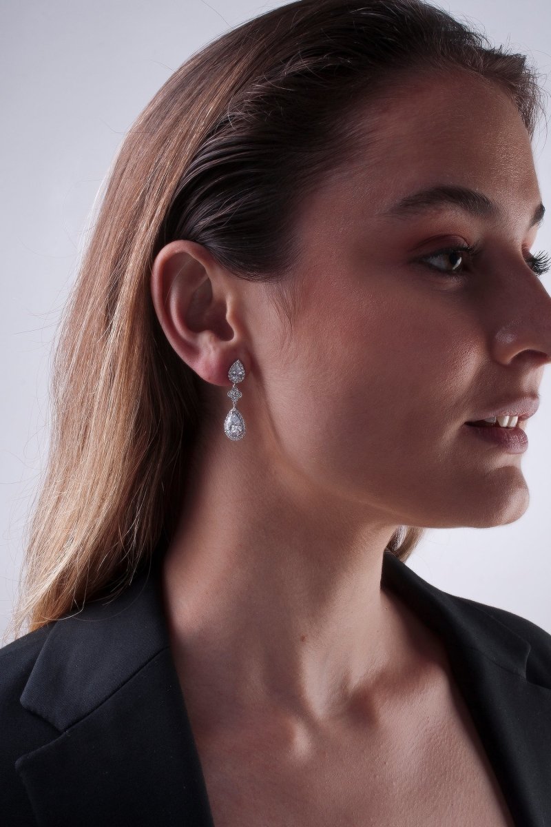 Earrings - Long earrings bride bright teardrop design