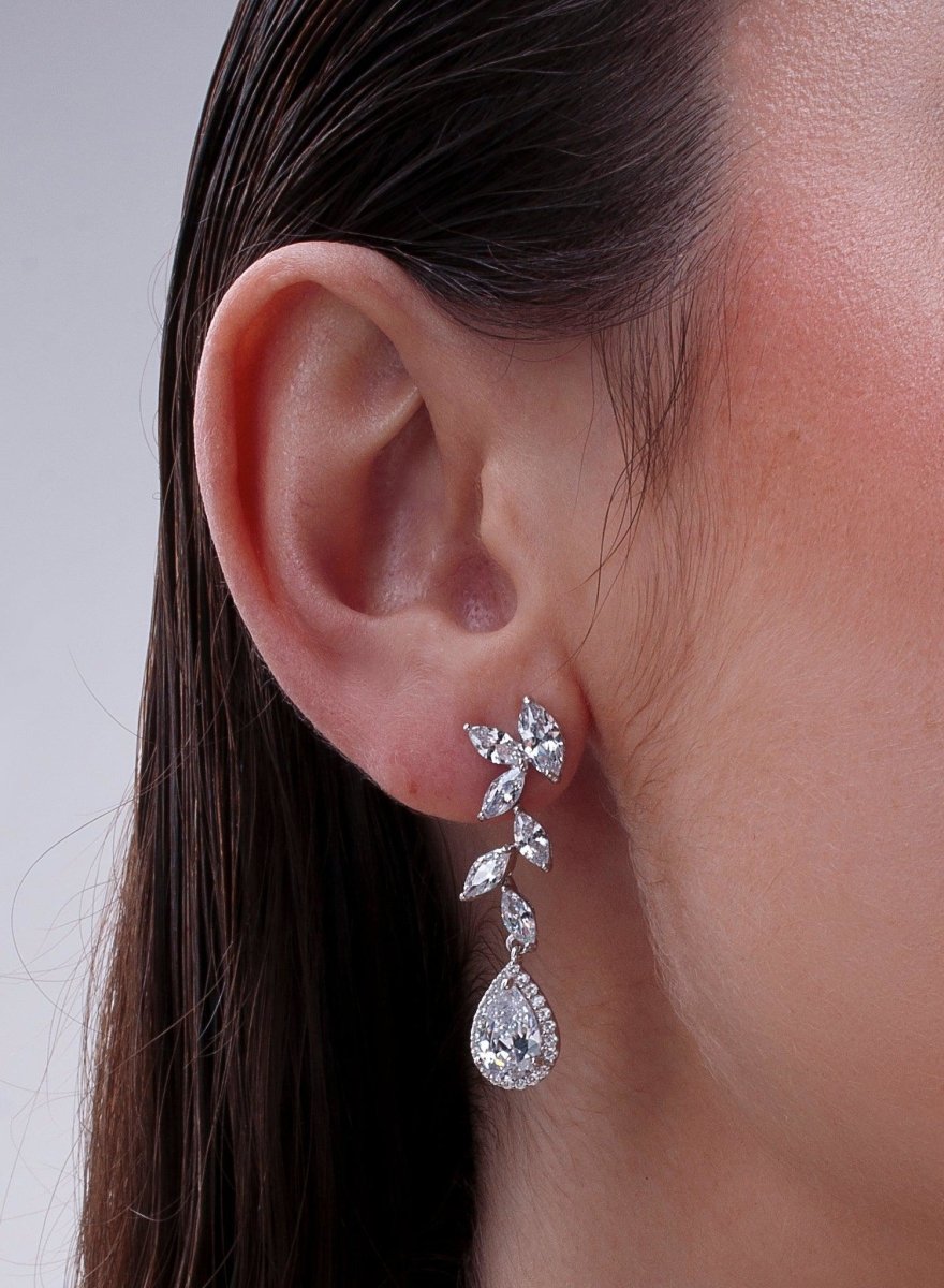 Earrings - Long earrings bride petals and teardrop final design
