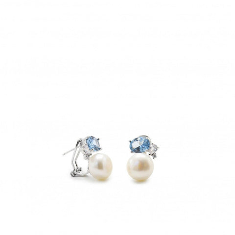 Pendiente · Pendientes perlas diseño de cuarzo adamantino azul