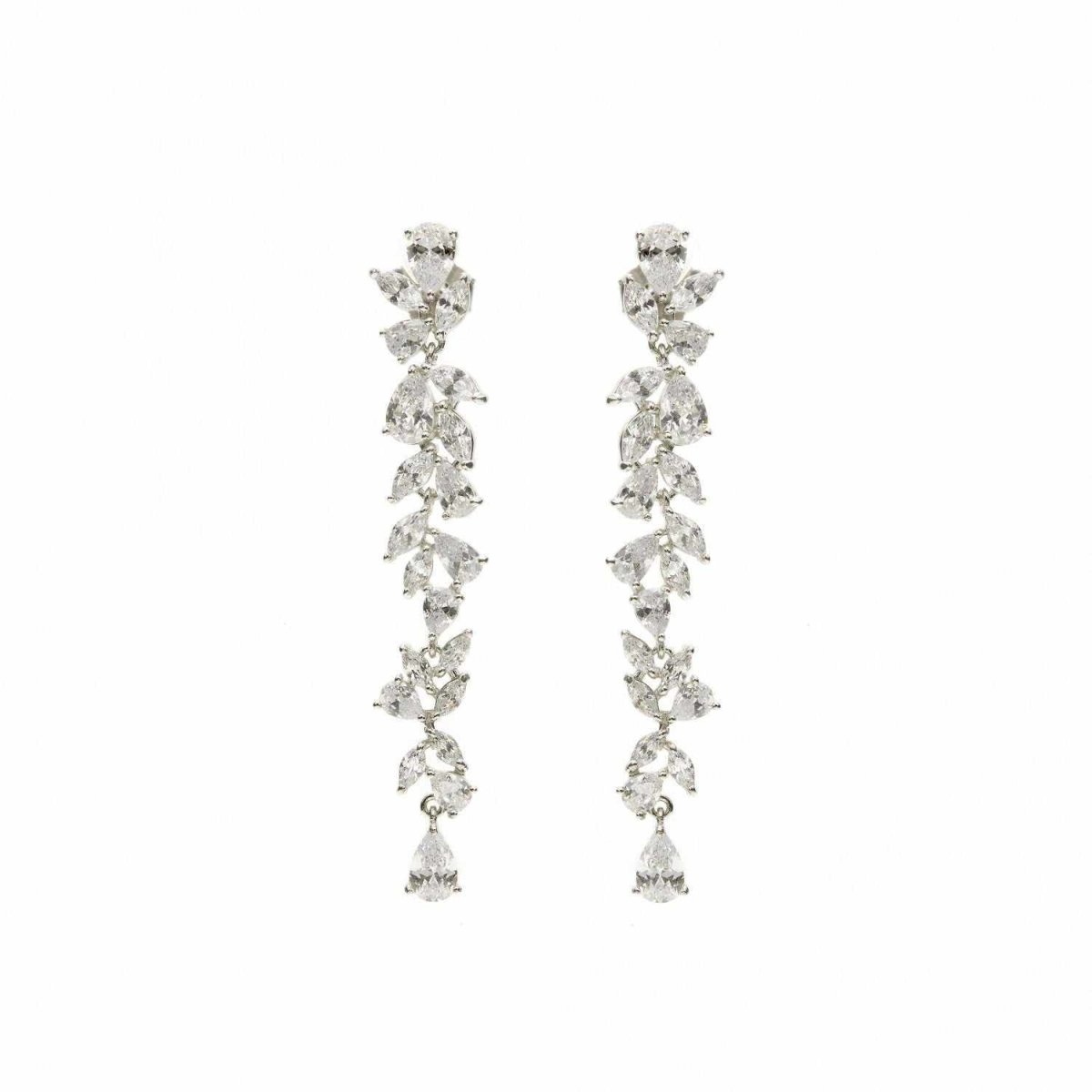Earrings - Long earrings bride floral design with adamantine quartzes