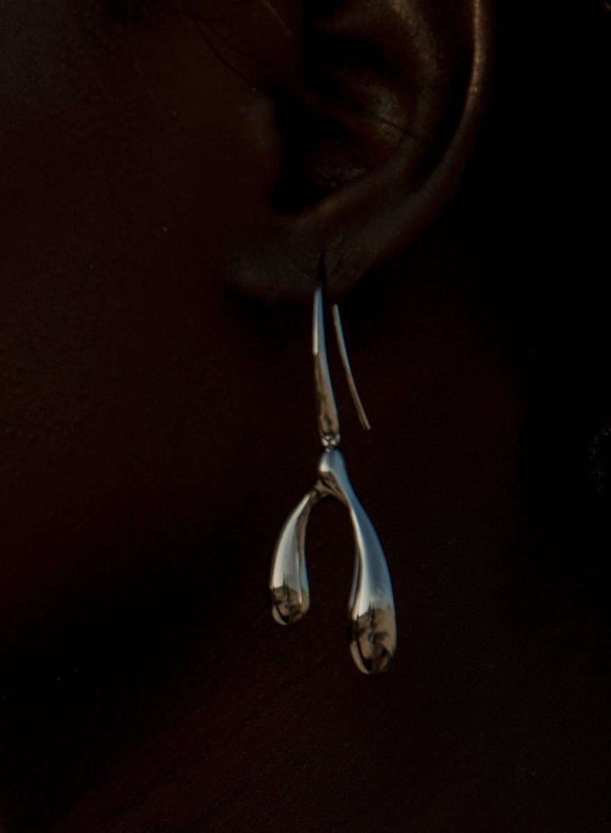 Earrings - Original earrings silver woman double teardrop motif