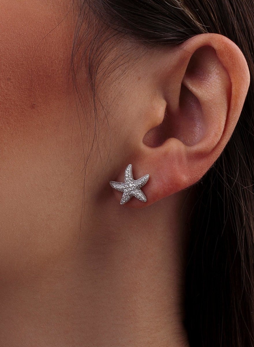 Earrings - Small silver starfish motif earrings