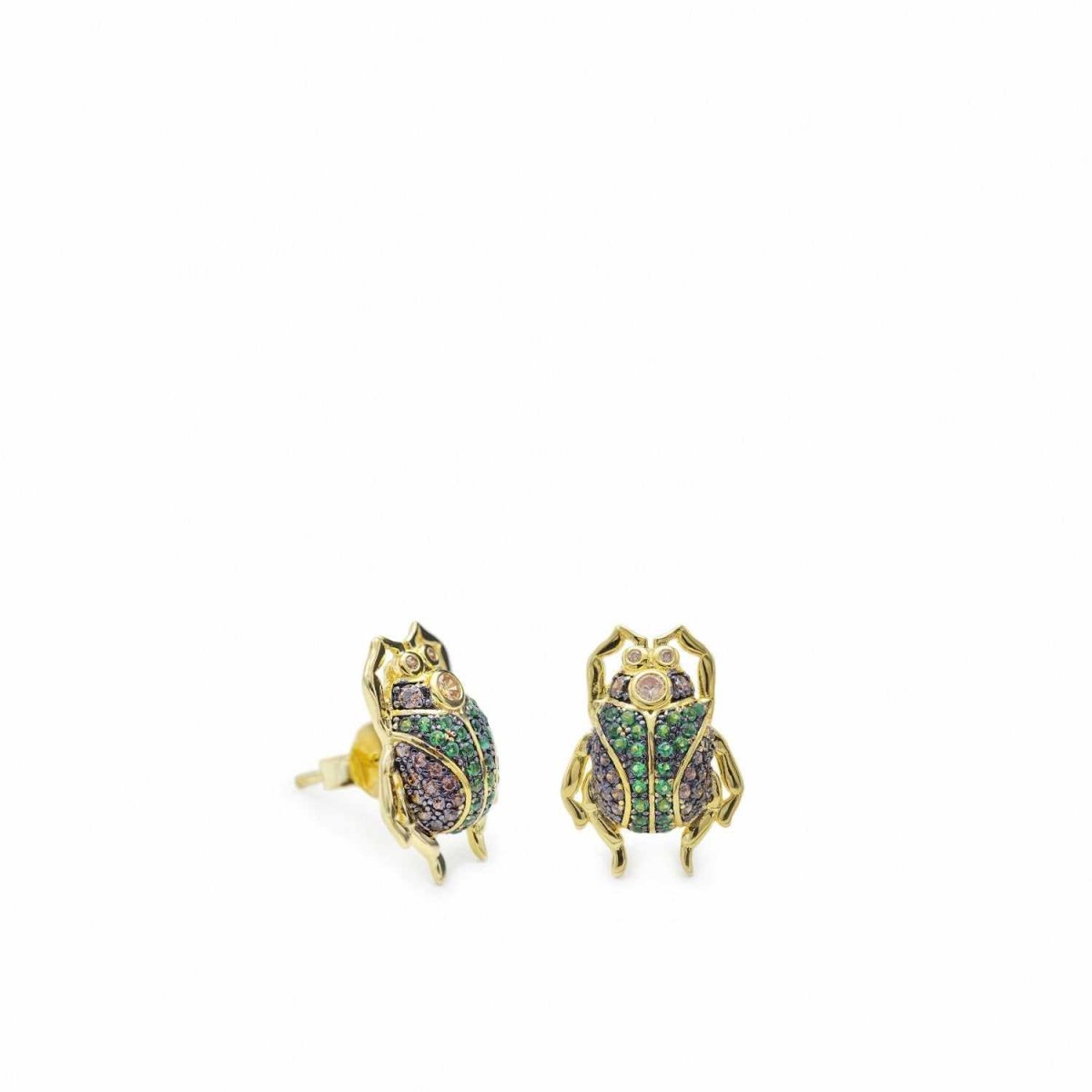 Earrings - Small earrings with beetle motif and zirconias