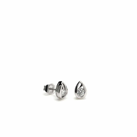 Pendiente · Pendientes pequeños ovalados de plata con circonita