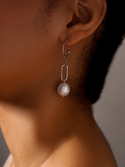 Pendiente · Pendientes perla colgante diseño eslabones irregulares