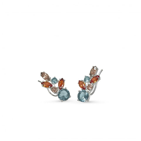 Pendiente · Pendientes trepadores de plata diseño hoja azul