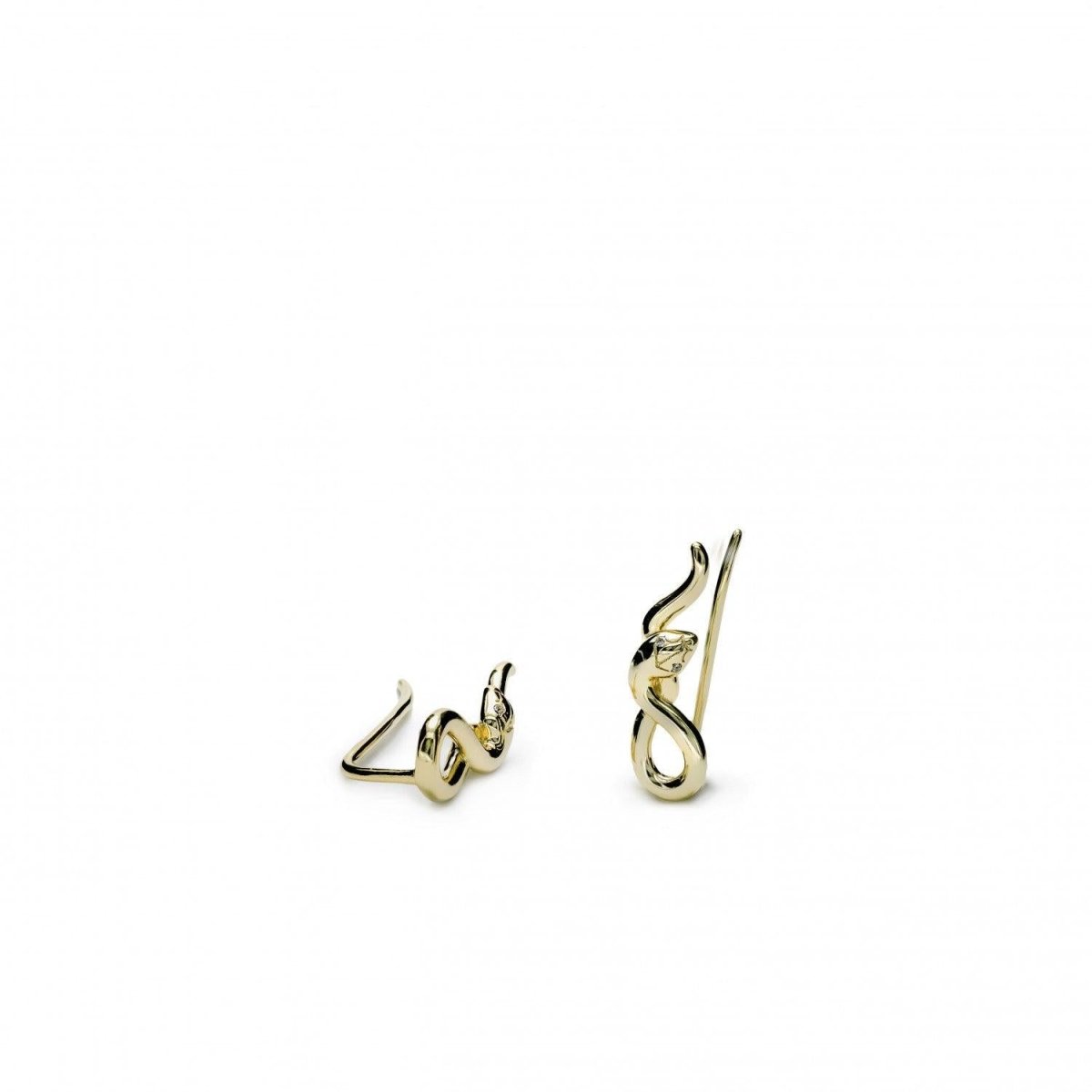 Earrings - Gold-plated snake motif climbing earrings