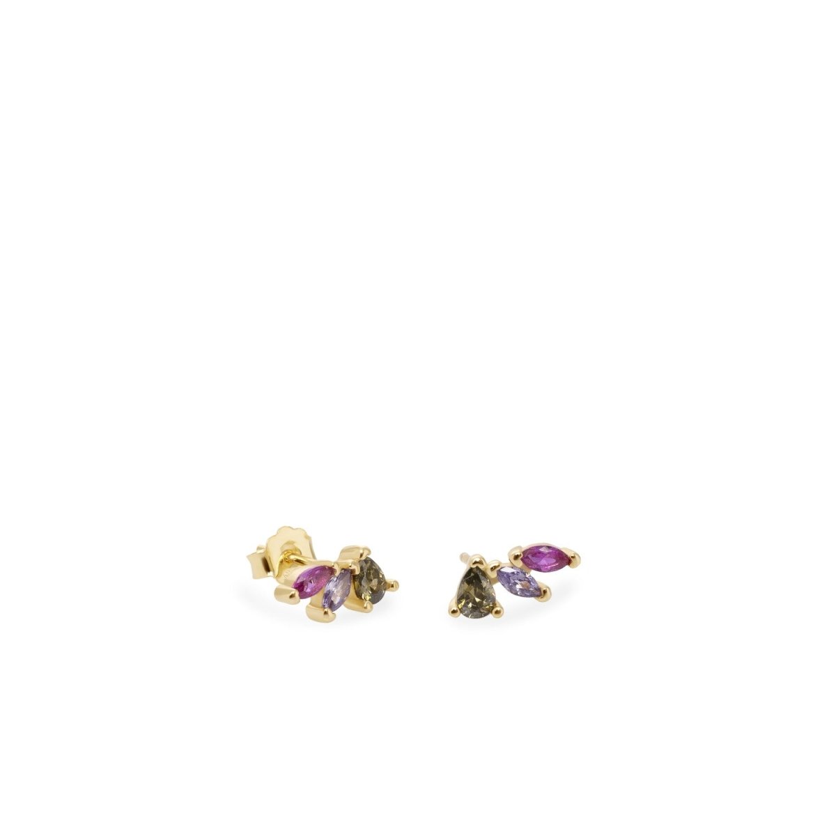 Earrings - Gold-plated tricolor design earrings