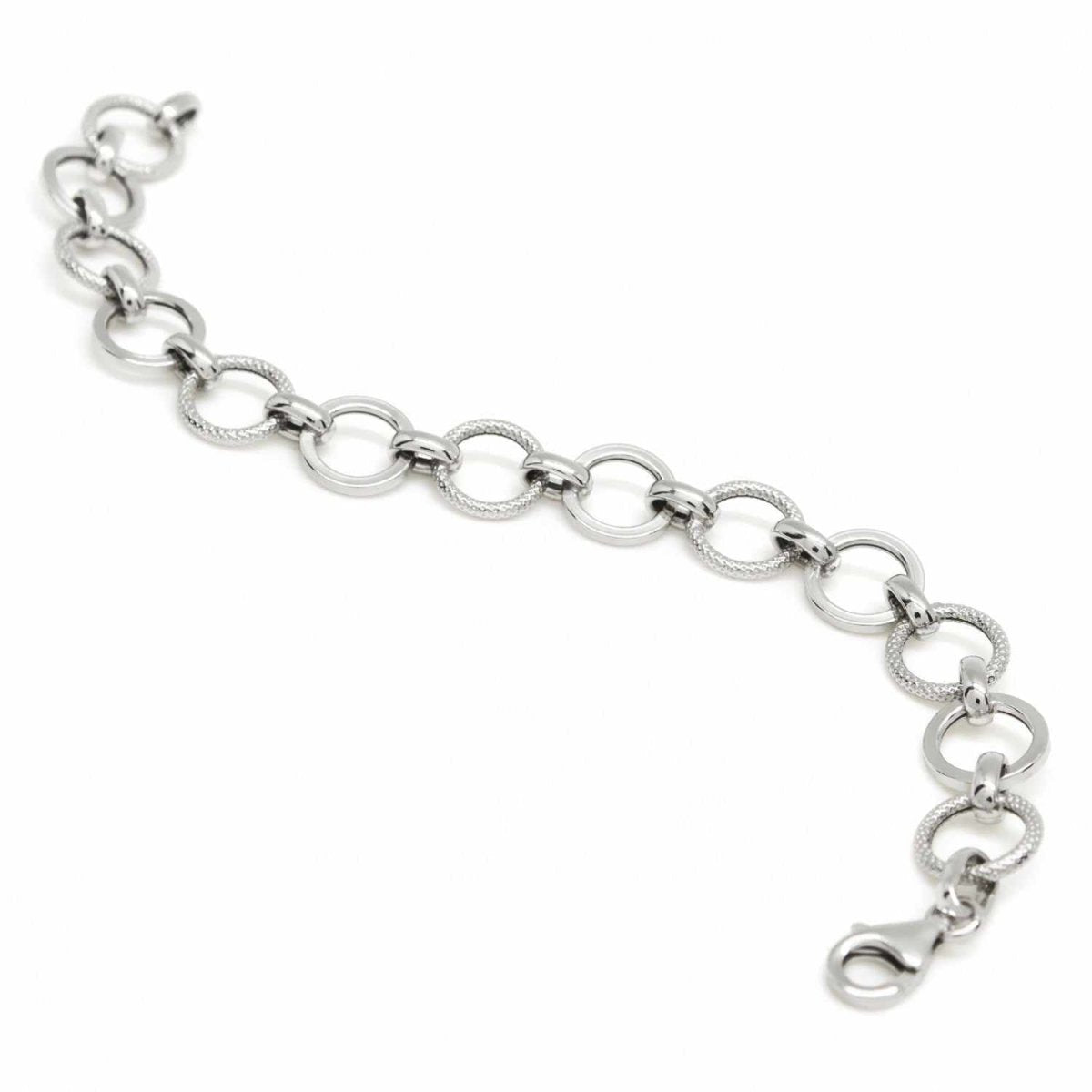 Bracelet - Sterling silver link bracelet circular zirconia design