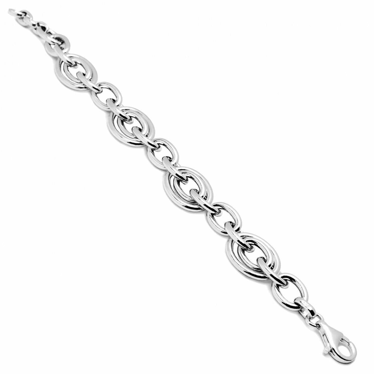 Bracelet - Silver link bracelet with tubular and wide design
