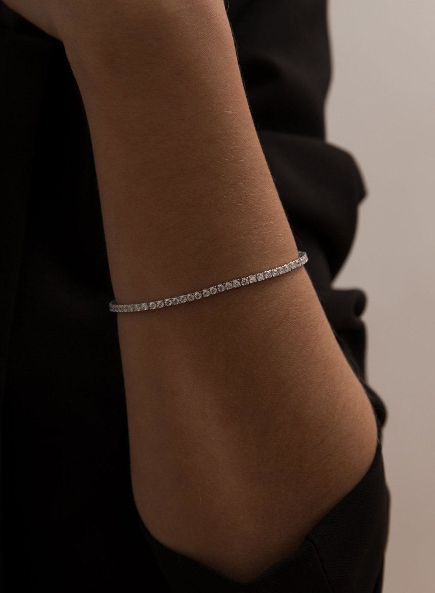 Bracelet - Silver riviere bracelet white zirconia in princess size