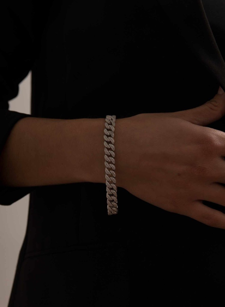 Bracelet - Shiny bracelets in silver thick design with zircons