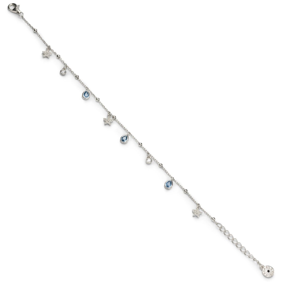 Bracelet - Bracelets with pendants aquamarine tone with round and star motifs
