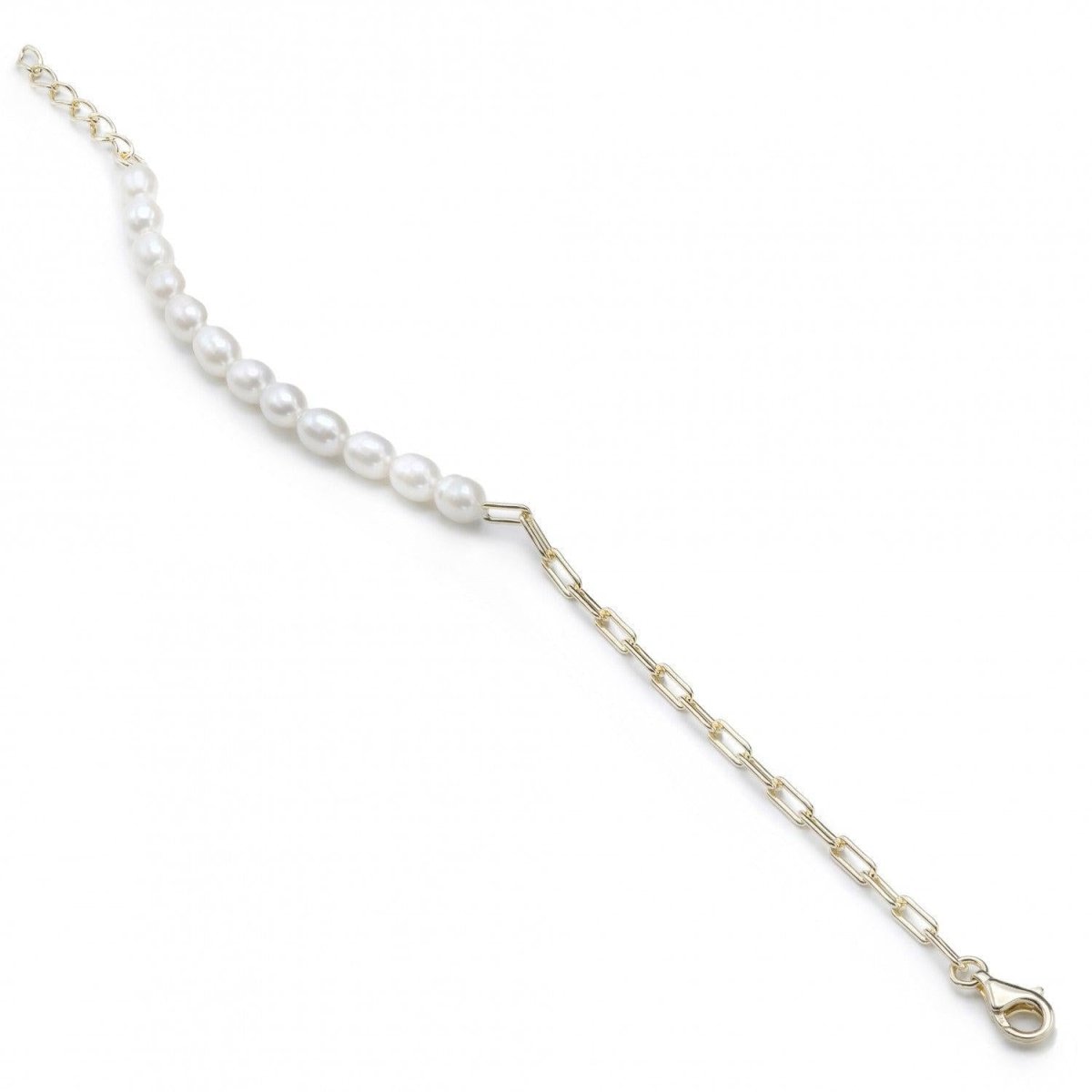 Pulsera · Pulseras de perlas diseño de cadena paper clip